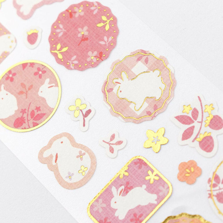 NB Wanowa Japanese Sticker Pack - Pink Florals & Rabbits