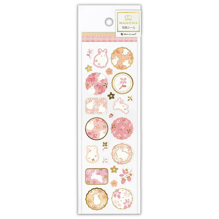 NB Wanowa Japanese Sticker Pack - Pink Florals & Rabbits