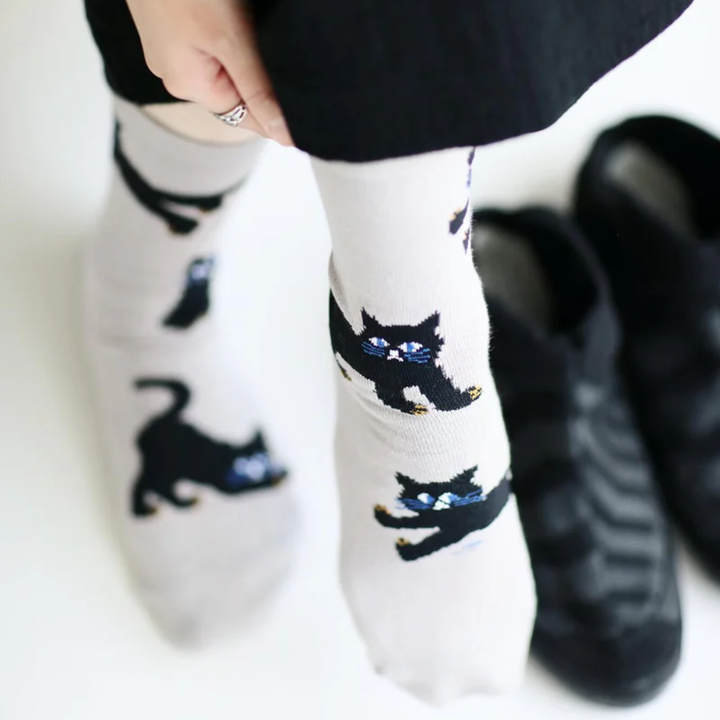 SOU.SOU Kyoto Socks - Round Toe Design - Black Cat (Size Options UK 4-10)