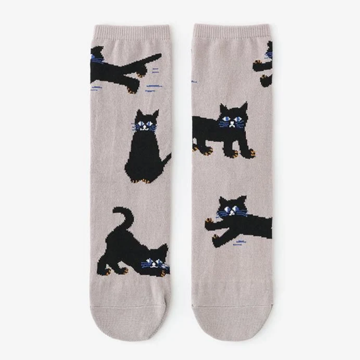 SOU.SOU Kyoto Socks - Round Toe Design - Black Cat (Size Options UK 4-10)