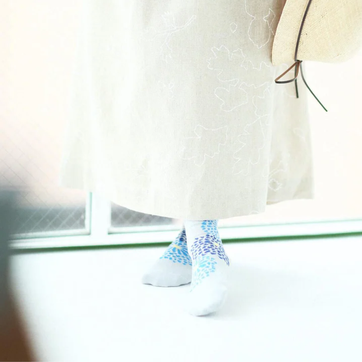 SOU.SOU Kyoto Socks - Round Toe Design - Chrysanthemum Pattern (Size UK 4-6.5)