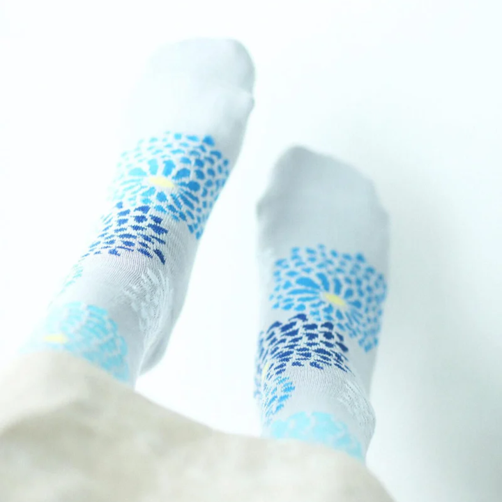SOU.SOU Kyoto Socks - Round Toe Design - Chrysanthemum Pattern (Size UK 4-6.5)