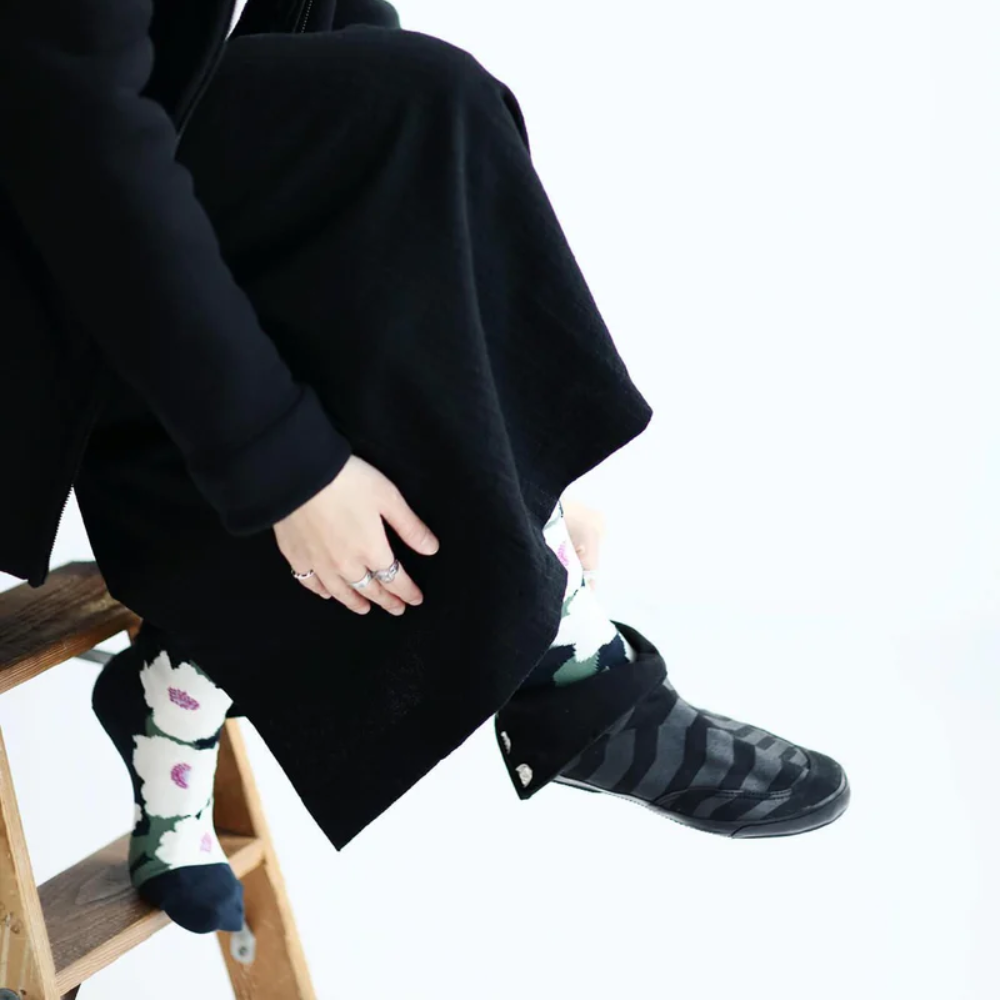 SOU.SOU Kyoto Socks - Round Toe Design - Setsuzan Floral (Size UK 4-6.5)