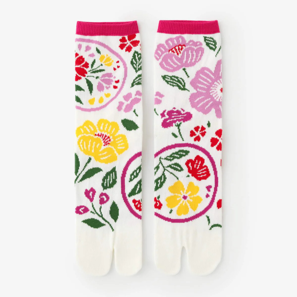 SOU.SOU Kyoto Tabi Socks - Split Toe Design - Momoyama Sakura (Size UK 4-6.5)