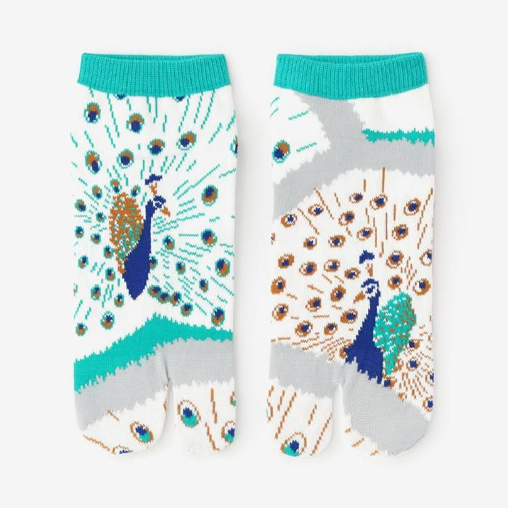 SOU.SOU Kyoto Tabi Low Cut Socks - Split Toe Design - Peacock (Size UK 4-6.5)