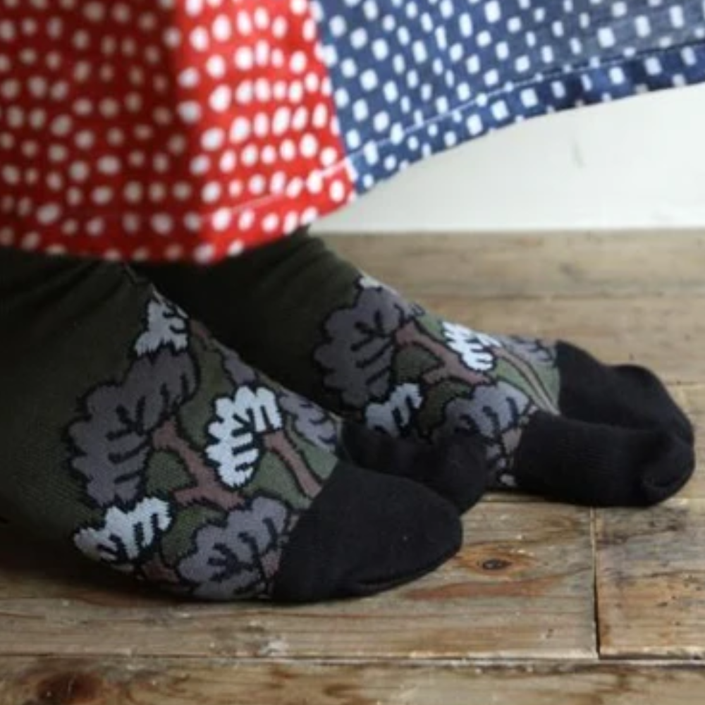 SOU.SOU Kyoto Tabi Low Cut Socks - Split Toe Design - Pine Matcha Green (Size UK 6-10)