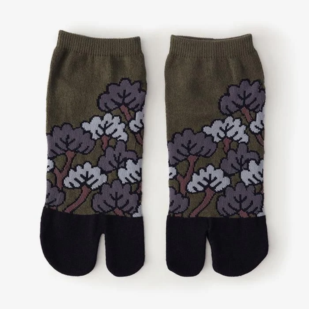 SOU.SOU Kyoto Tabi Low Cut Socks - Split Toe Design - Pine Matcha Green (Size UK 6-10)