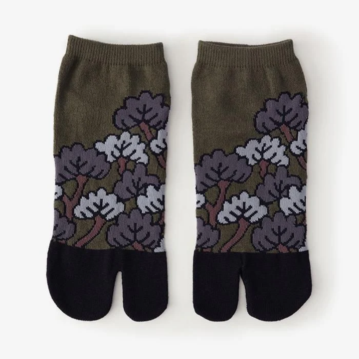 SOU.SOU Kyoto Tabi Low Cut Socks - Split Toe Design - Pine Matcha Green (Size UK 6-10)
