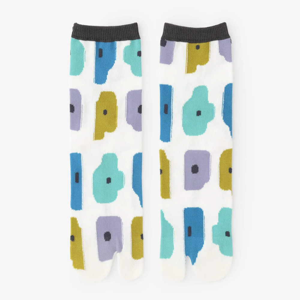 SOU.SOU Kyoto Tabi Socks - Split Toe Design - "Somehow" Floral Print (Size UK 4-6.5)