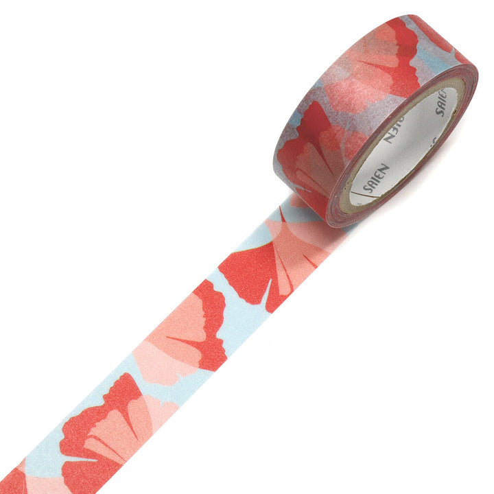 Kamiiso SAIEN x Common Modern Washi Tape - Ginkgo Leaf (Blue Background)