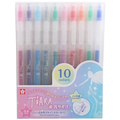 Sakura Tiara Glitter Gel Pens 0.8mm - Set of 10 Colours