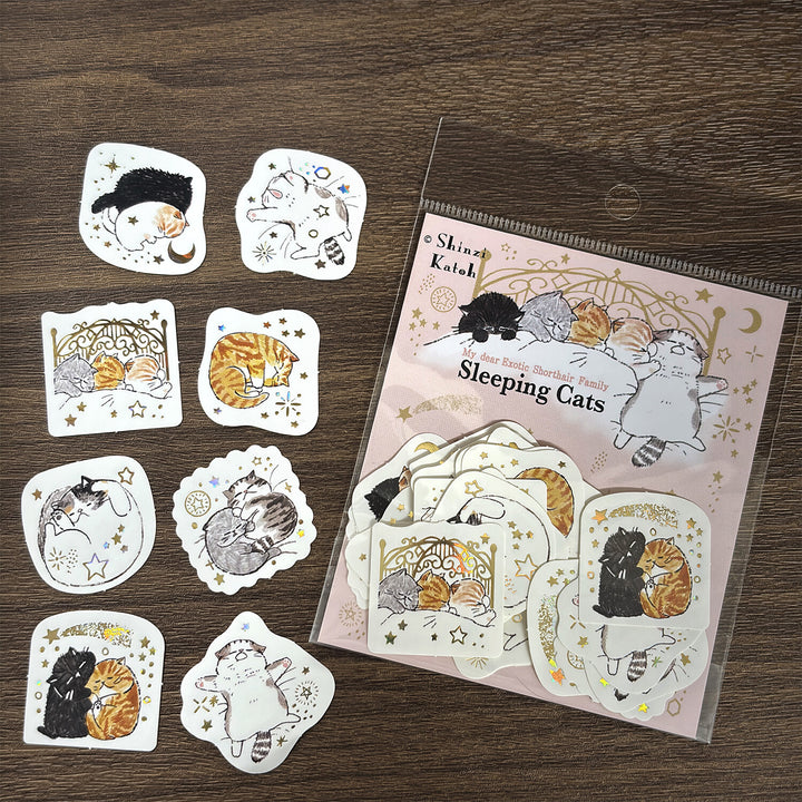 Shinzi Katoh Flake Stickers - Sleeping Cats