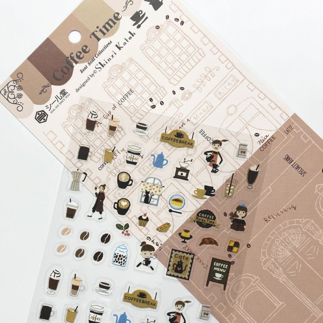 Shinzi Katoh Clear Sticker Sheet - Coffee