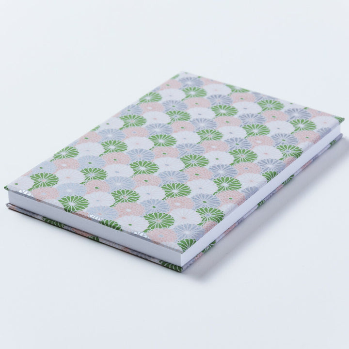 Shogado Yuzen Folding Stampbook - Shuincho Tone Series - Green & White Chrysanthemum #4