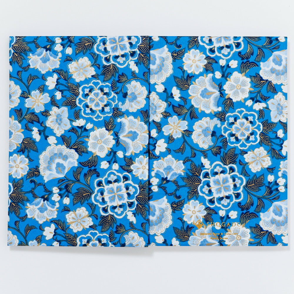 Shogado Yuzen Folding Stampbook - Shuincho Garden Series - Blue Botanical #4