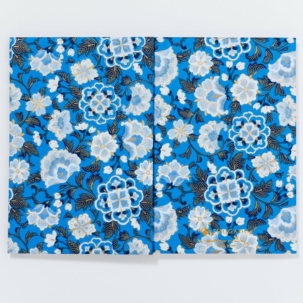 Shogado Yuzen Folding Goshuin Stampbook - Shuincho Garden Series - Blue Botanical #4