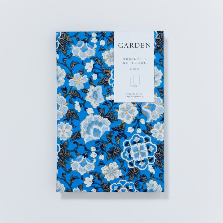 Shogado Yuzen Folding Goshuin Stampbook - Shuincho Garden Series - Blue Botanical #4