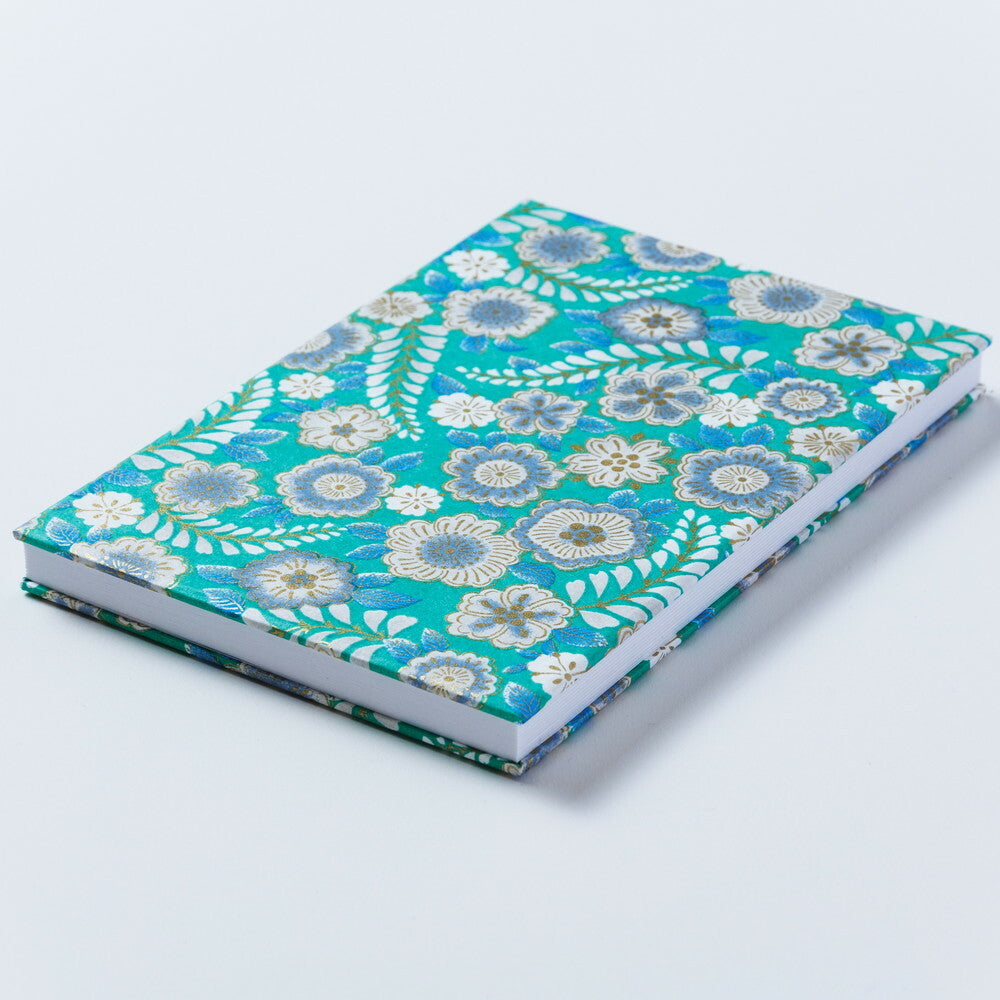Shogado Yuzen Folding Stampbook - Shuincho Garden Series - Turquoise Botanical #6