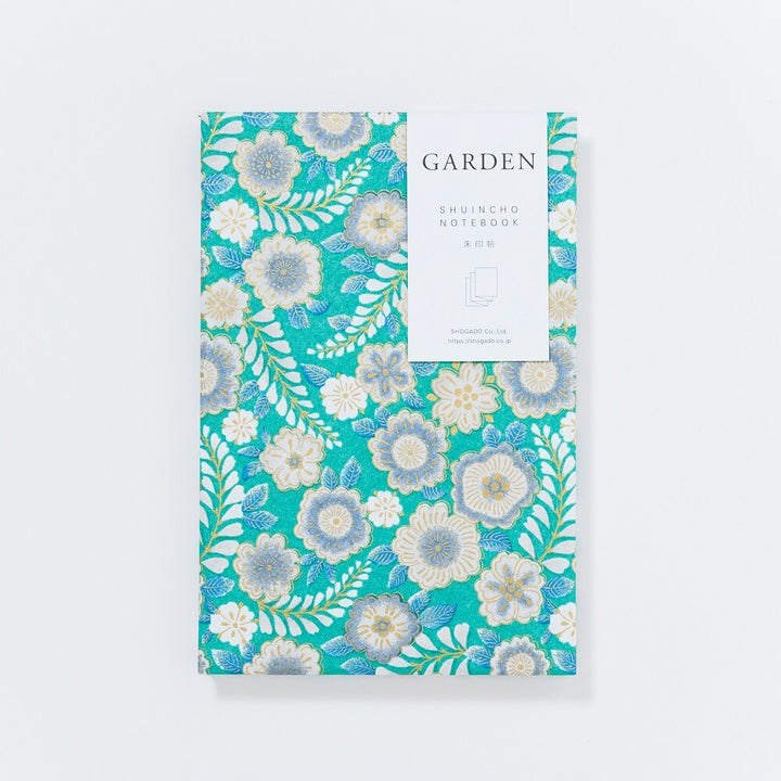 Shogado Yuzen Folding Stampbook - Shuincho Garden Series - Turquoise Botanical #6