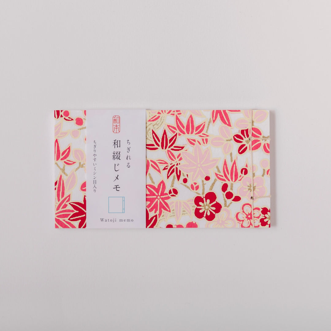 Shogado Watoji Yuzen Memo Pad - Maple Leaf & Sakura #18