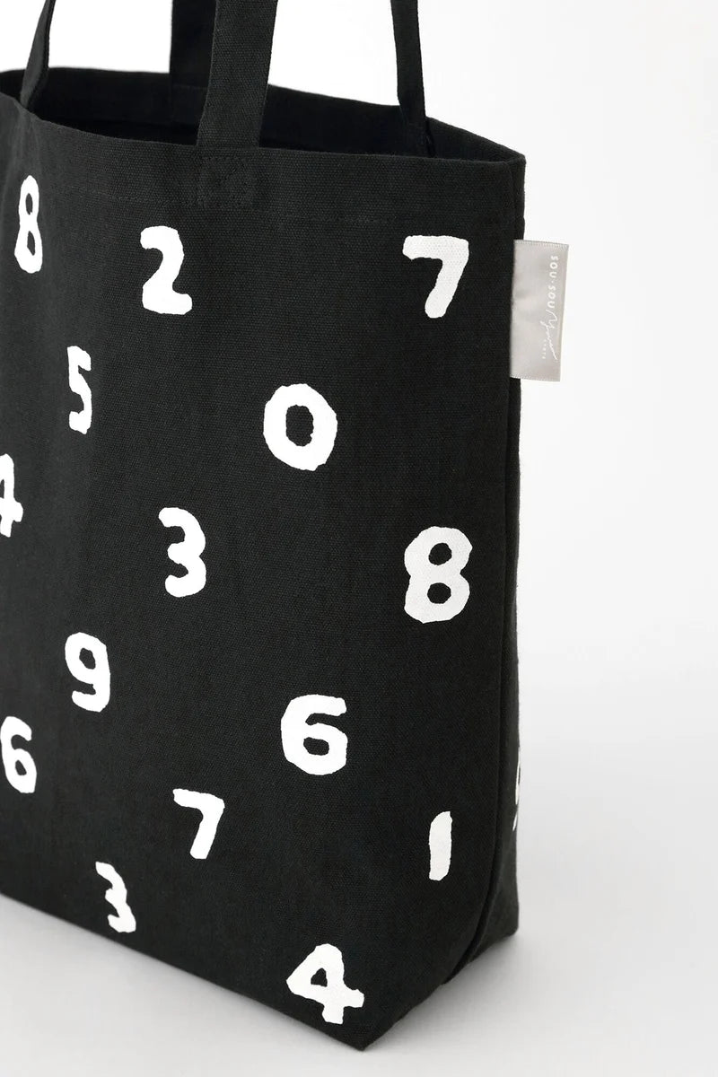 SOU.SOU Yousou Canvas Tote Bag - "So-Su-U" Numbers - Black x White