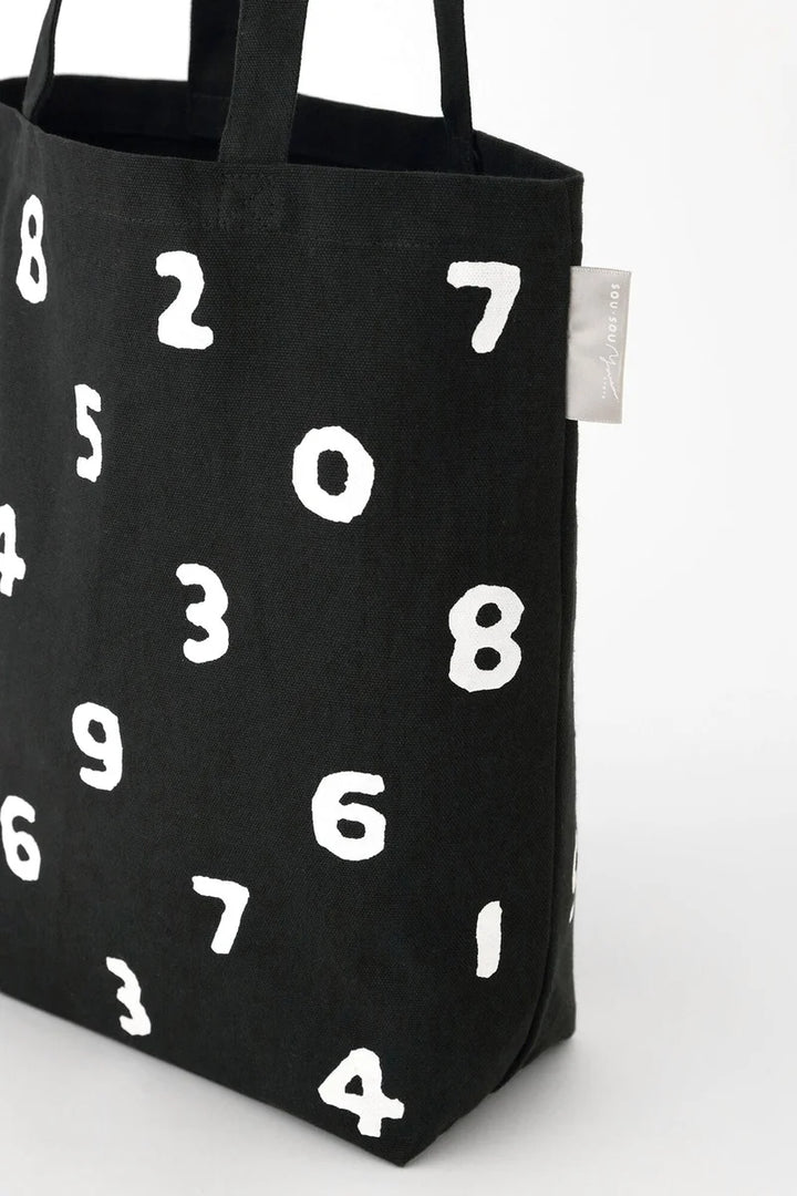 SOU.SOU Yousou Canvas Tote Bag - "So-Su-U" Numbers - Black x White