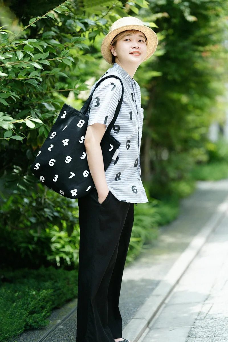 SOU.SOU Yousou Canvas Tote Bag - "So-Su-U" Numbers - Black x White