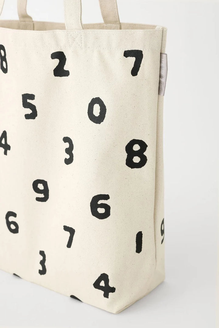SOU.SOU Yousou Canvas Tote Bag - "So-Su-U" Numbers - Ecru x Black