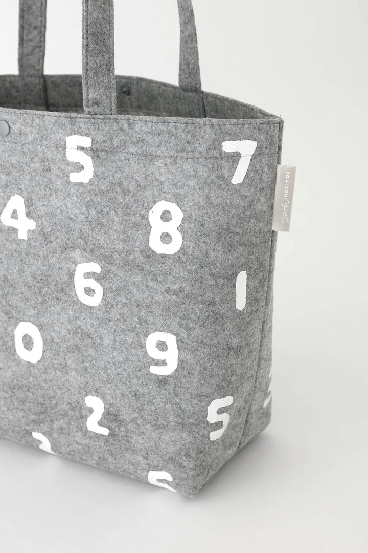 SOU.SOU Yousou Felt Tote Bag - "So-Su-U" Numbers - Grey