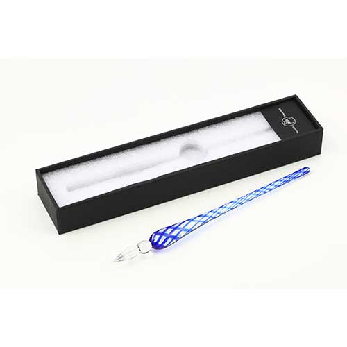 Teranishi Guitar Glass Dip Pen - Blue Lattice