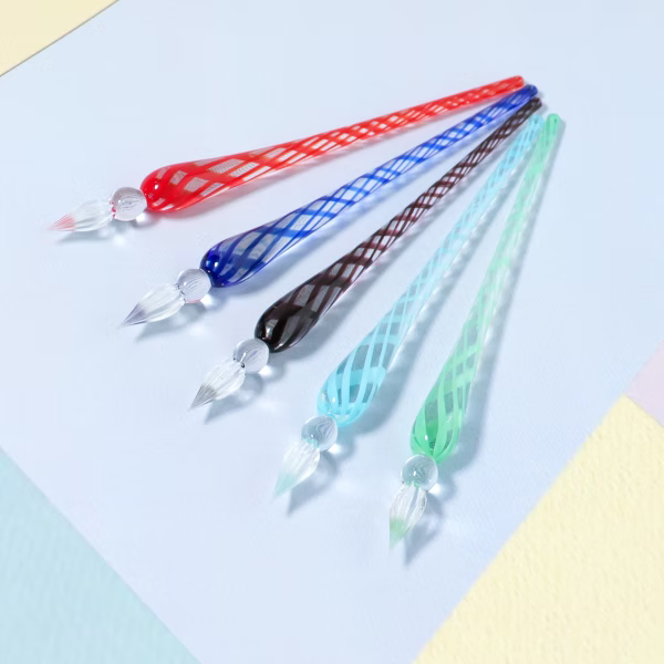 Teranishi Guitar Glass Dip Pen - Pale Blue Lattice