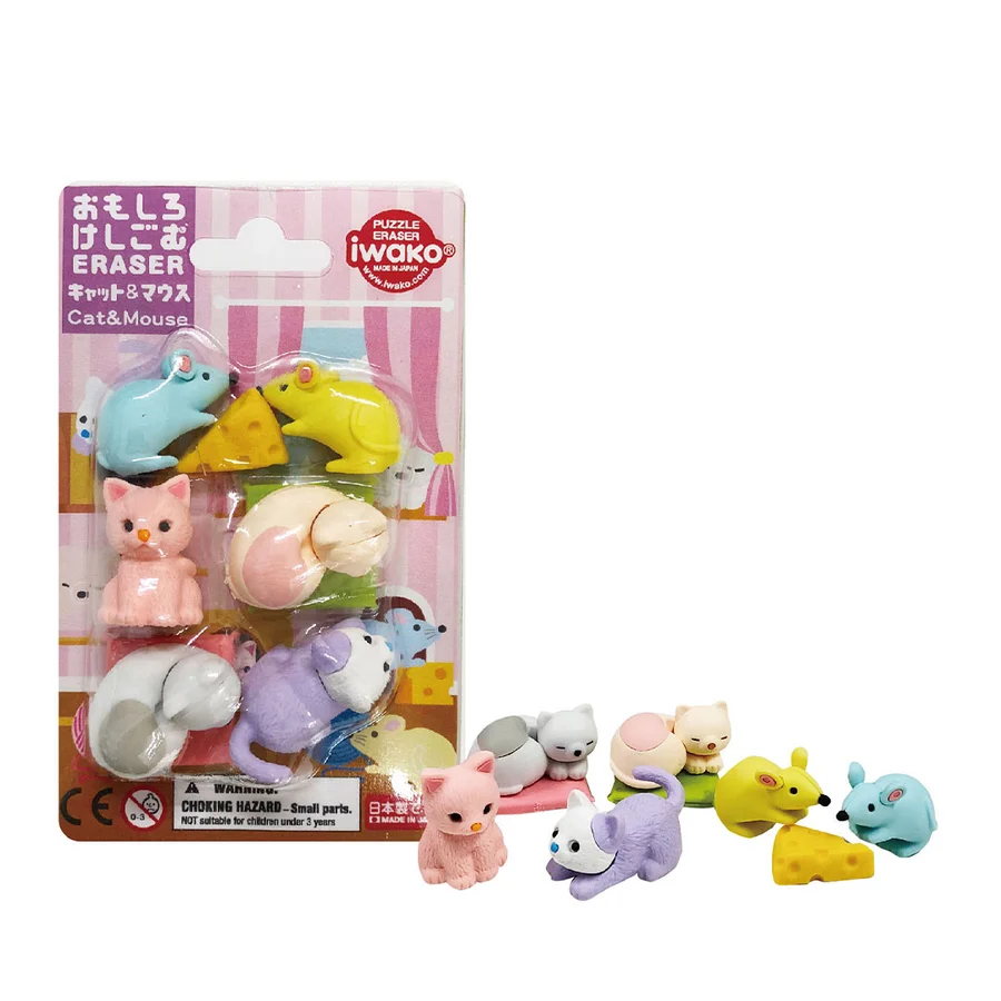 Iwako Puzzle Erasers - Cat and Mouse