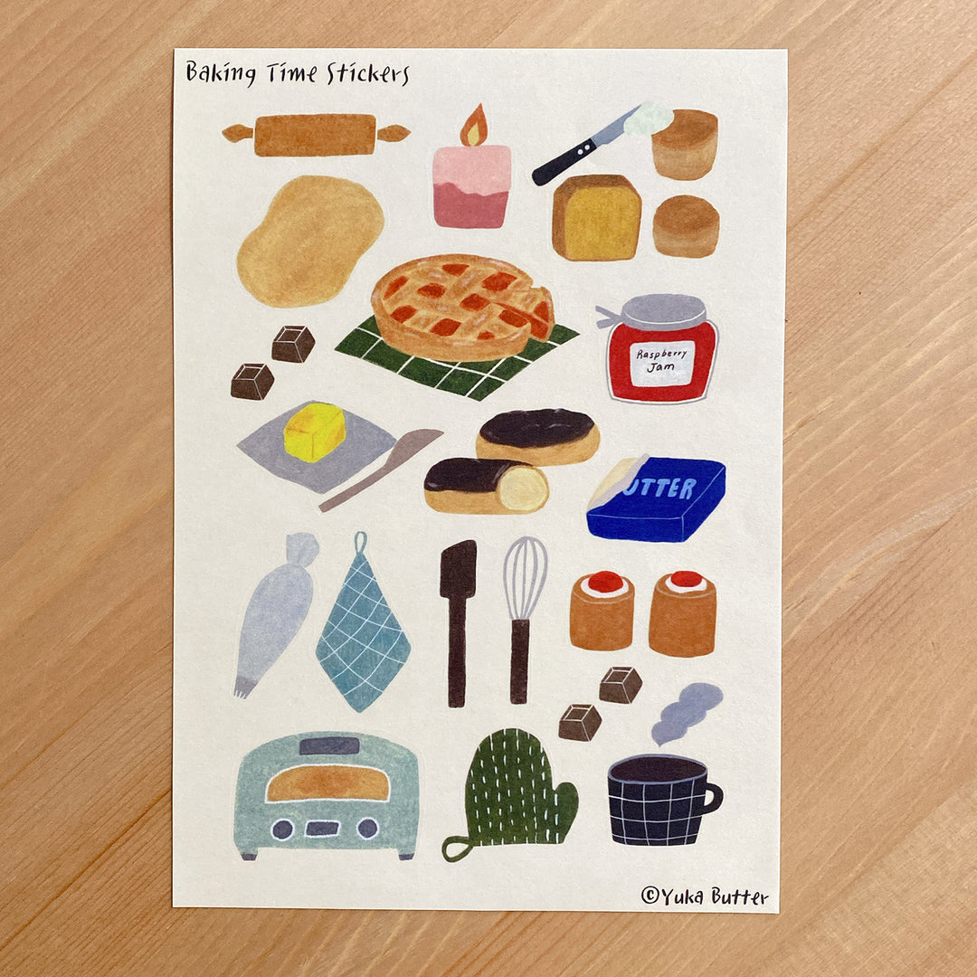 Yuka Butter Washi Sticker Sheet - "Baking Time" (A5 Size)