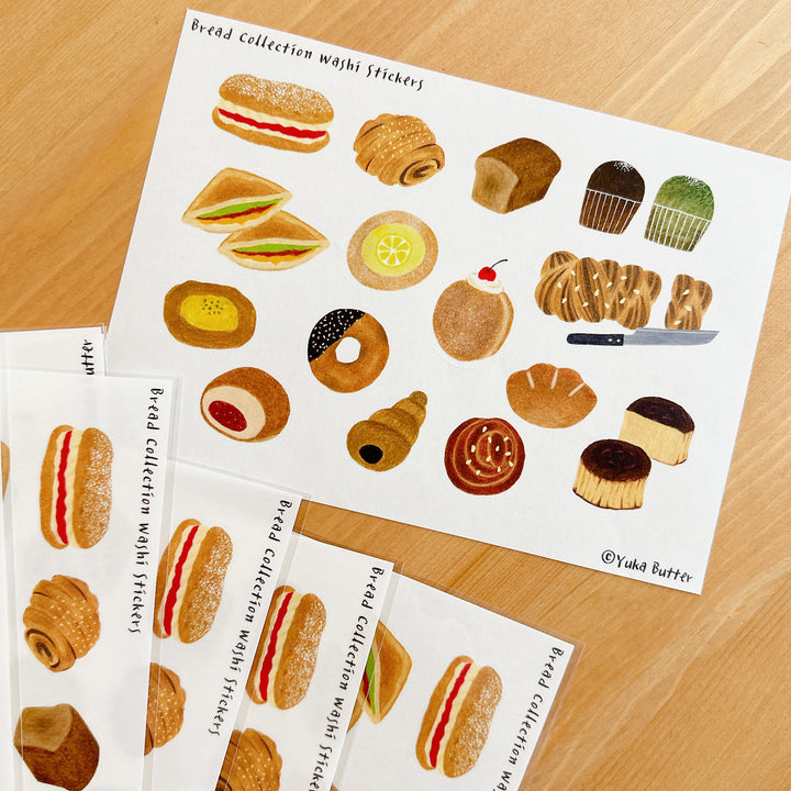 Yuka Butter Washi Sticker Sheet - "Bread Collection" (A5 Size)