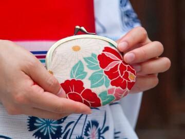 Noren Japanese Coin Purse - Floral Red, Green & Blue