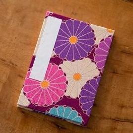 Noren Chirimen Fabric Folding Stampbook - "Kiku" Chrysanthemum - Pink