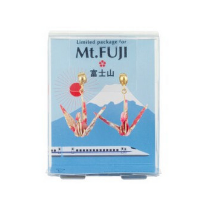 Orizuru Paper Origami Earrings - Mt. Fuji - Shinkansen