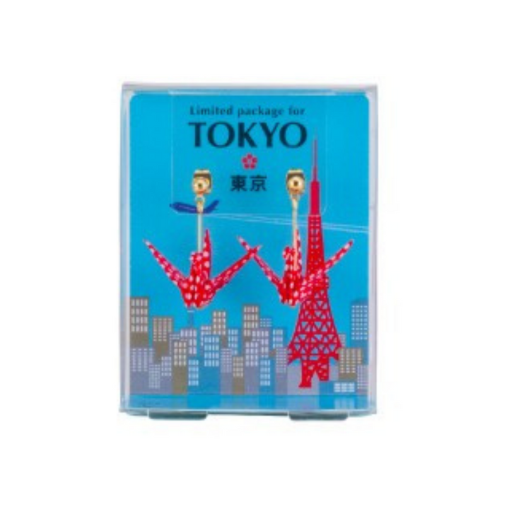 Orizuru Paper Origami Earrings - Tokyo Tower