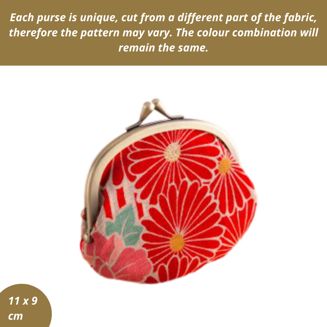 Noren Japanese Coin Purse - Floral Red