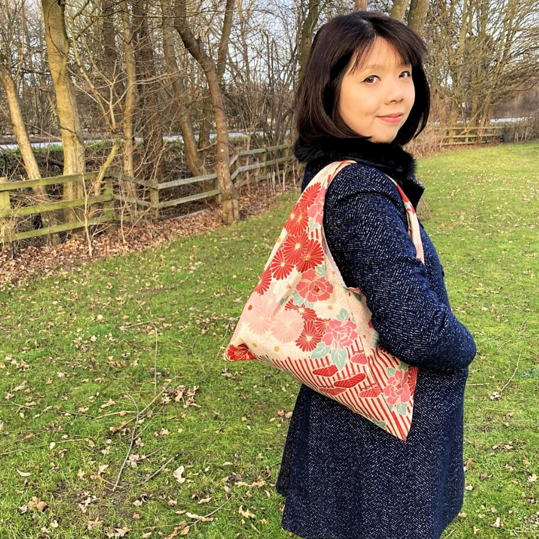 Noren Japanese Furoshiki Foldable Bag - Floral Red