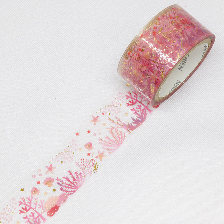 Kamiiso SAIEN Clear Masking Tape - Pink Coral