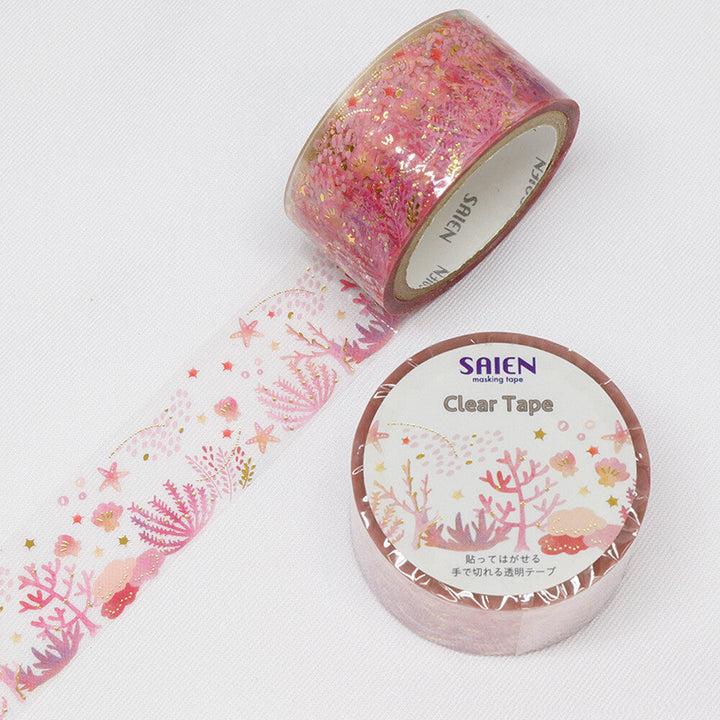 Kamiiso SAIEN Clear Masking Tape - Pink Coral