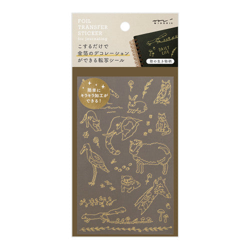 Midori Gold Foil Transfer Sticker - Animals