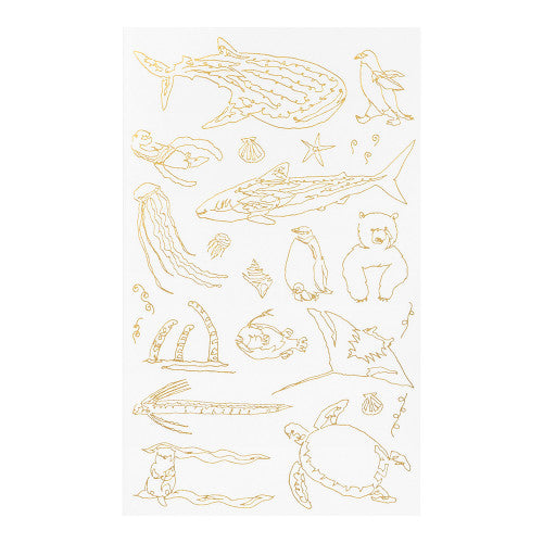 Midori Gold Foil Transfer Sticker - Sea Creatures