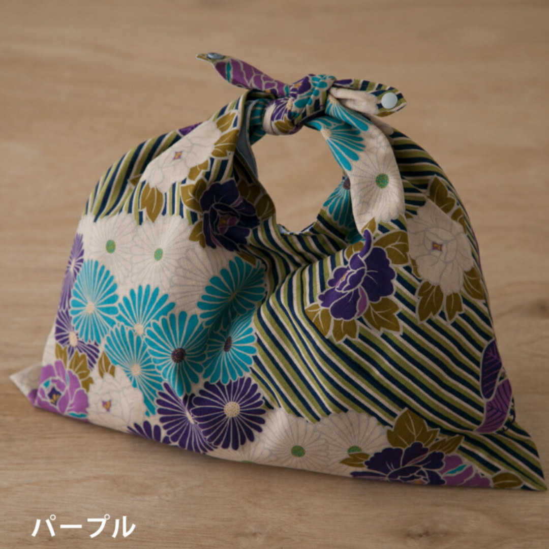 Noren Japanese Furoshiki Foldable Bag - Floral Purple
