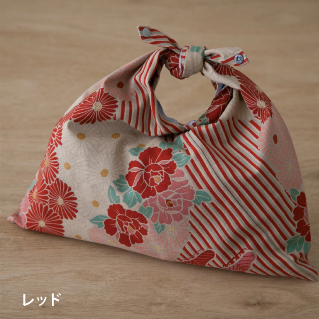 Noren Japanese Furoshiki Foldable Bag - Floral Red