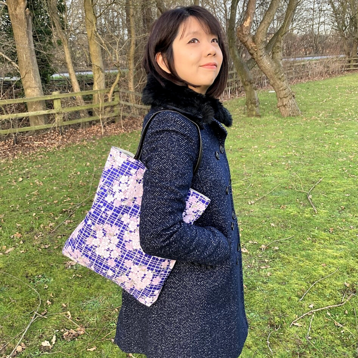 Noren Japanese Tote Bag - Purple with Sakura