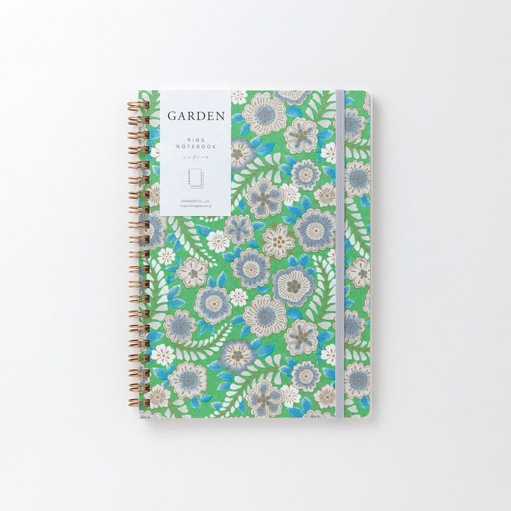 Shogado Yuzen Ring Notebook A5 - Garden Series - Green #6
