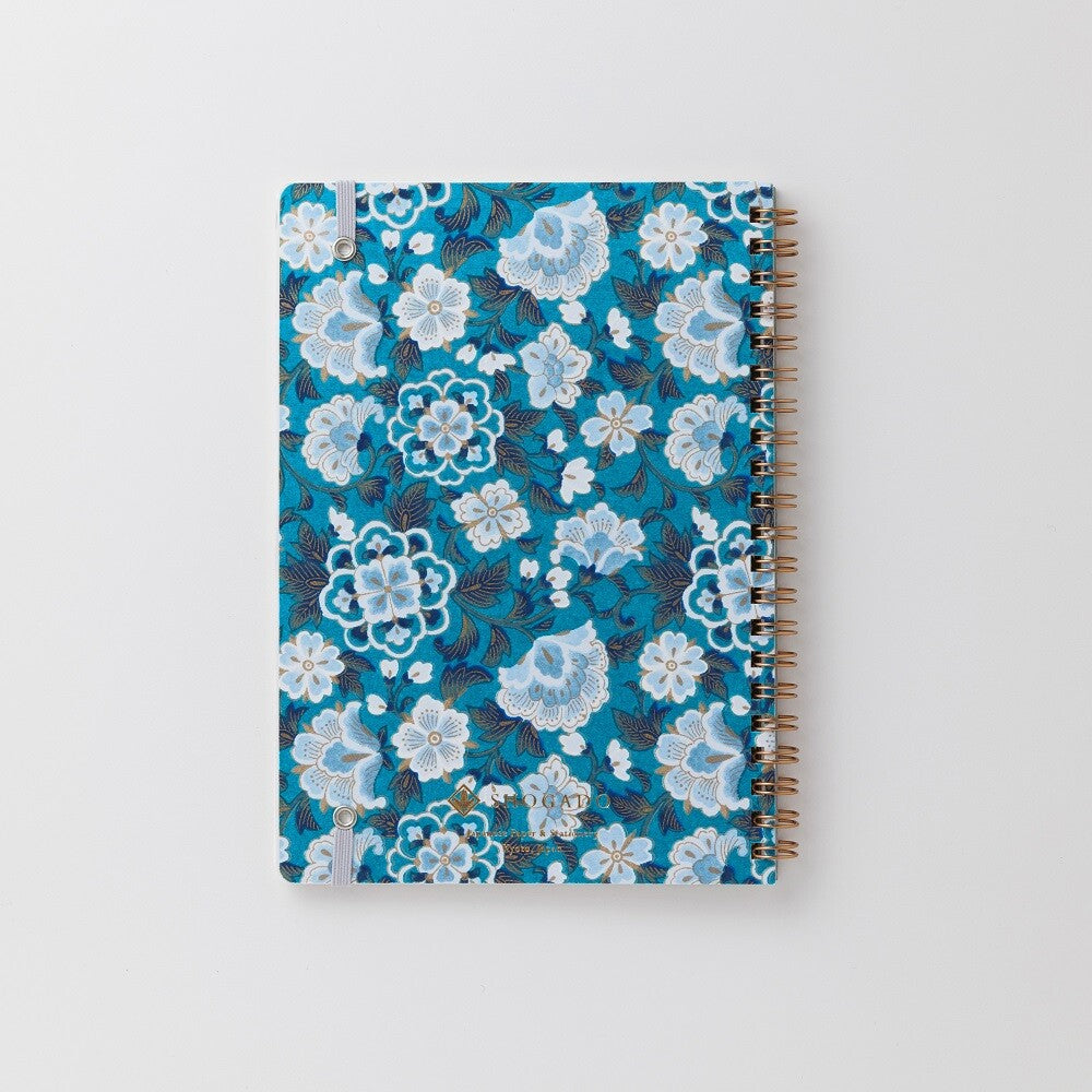 Shogado Yuzen Ring Notebook A5 - Garden Series - Blue #4