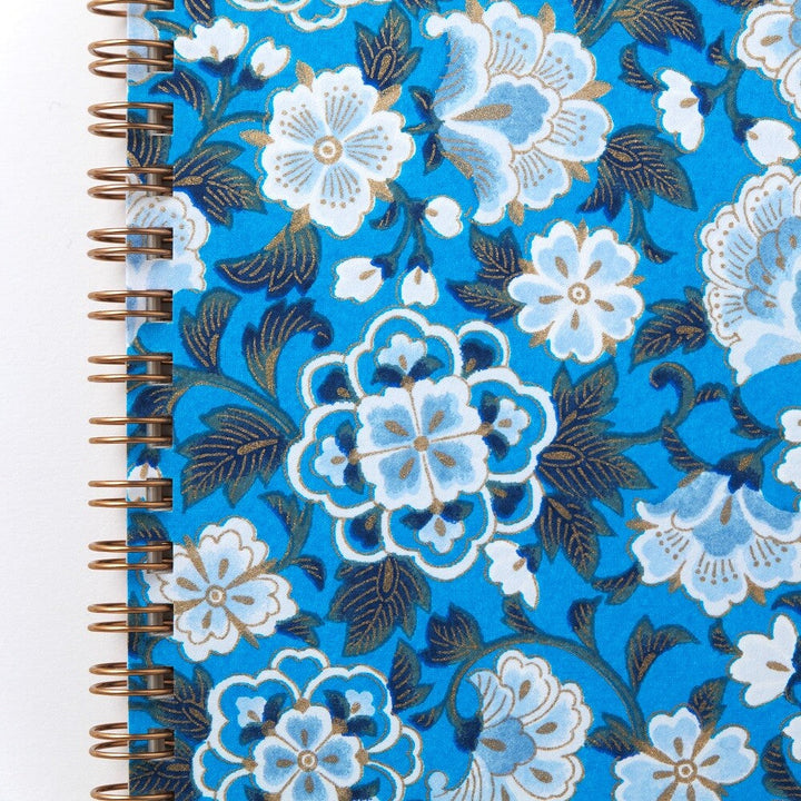 Shogado Yuzen Ring Notebook A5 - Garden Series - Blue #4